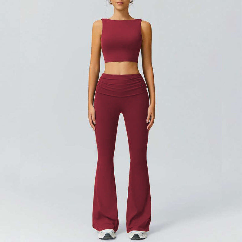 Wholesale Women's activewear Set with Square Neck Open Back tank top