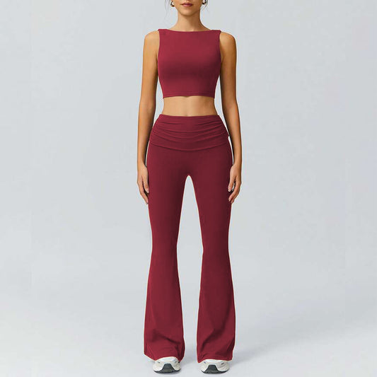 Wholesale Women's activewear Set with Square Neck Open Back tank top