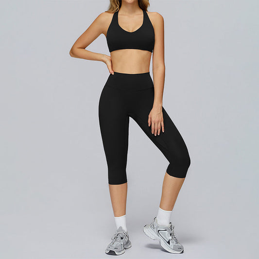 Wholesale Sports bra+Mid-length leggings 2-piece set | Wonderxfans bulk activewear