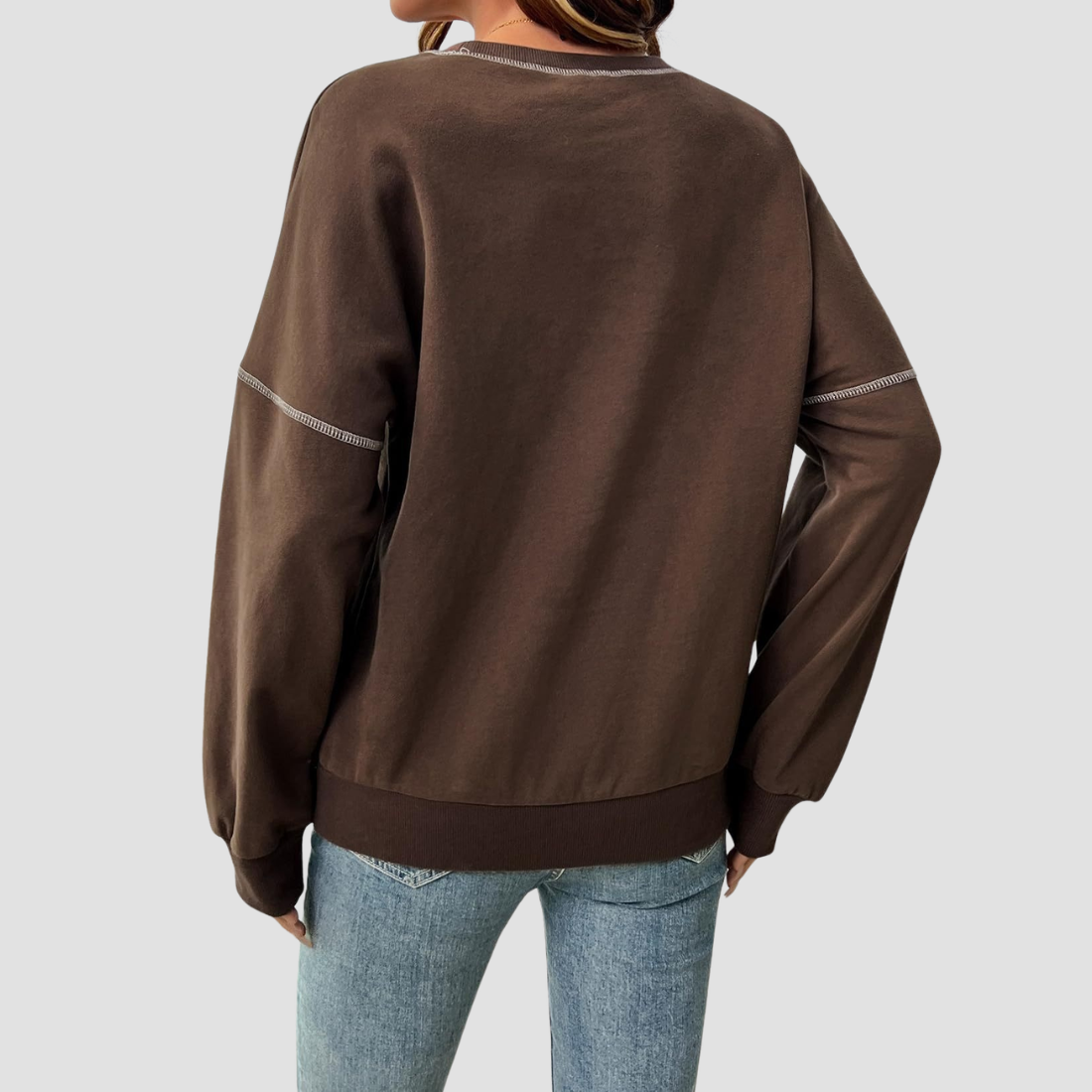 Wholesale Round Neck Seam Detail Sweatshirt – Casual Loose Sportswear Hoodie