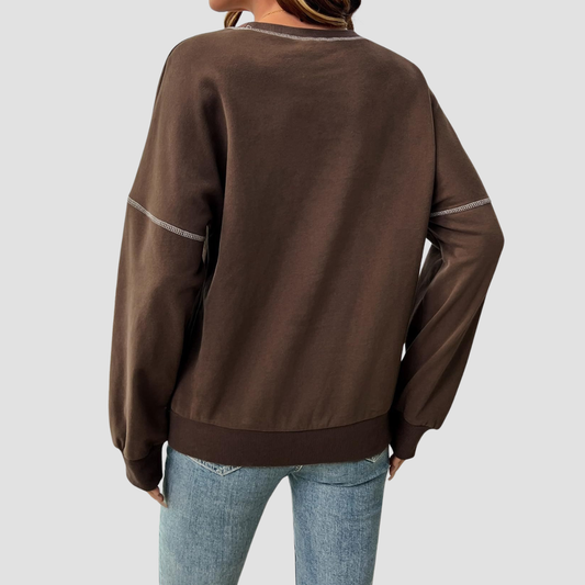 Wholesale Round Neck Seam Detail Sweatshirt – Casual Loose Sportswear Hoodie
