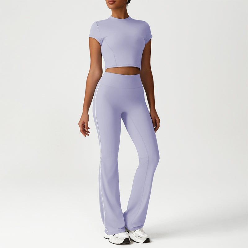 Snug-Fit Cropped T-Shirt + Butt-Lifting Flared Pants 2-Piece Set