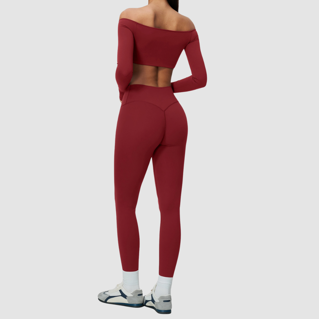 Wholesale Women's One-Shoulder Long-Sleeve Top+Yoga Leggings Set