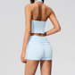 Wholesale Women's Cross-Back Halter Sports Bra and Shorts Set – Brushed Yoga Set