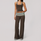 Wholesale Women's Polka Dot & Stripe Yoga Set Tank Top & Wide-Leg Pants w/ Chest Pad