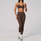Wholesale Women's Seamless Yoga Set: Strappy Sports Bra & Leggings – High-Stretch w/ Chest Pad