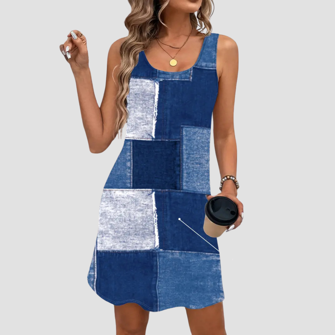Wholesale Women's Fashionable Denim Print Dress