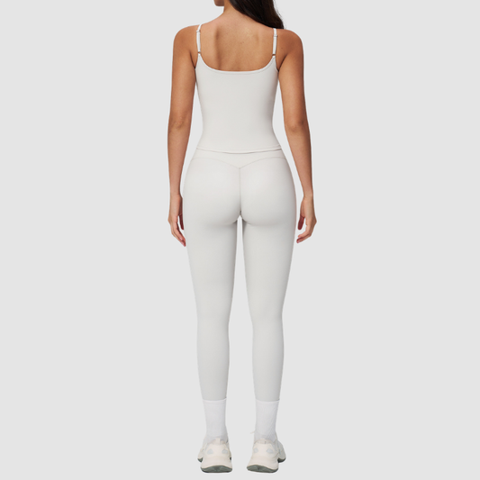 Wholesale Seam-Detail Racerback Tank Top & High-Waist Leggings Set – Brushed Yoga 2-Piece