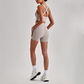 Wholesale Cross-Back Sports Bra & High-Waist Biker Shorts Set – Naked-Feel Quick-Dry Yoga 2-Piece