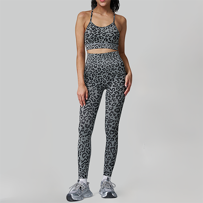 Women's Leopard Print Tank Top + Hip-High Leggings 2-Piece Set
