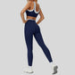Contrast color sports bra + sports legginggs 2-piece set