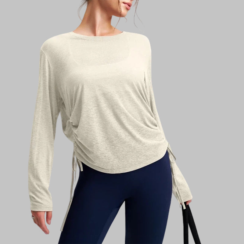 Round neck yoga long-sleeved cover-up