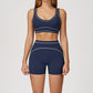 Contrasting Color Sports Bra + high waist shorts 2-piece set