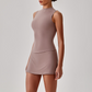 Wholesale Naked-Feel Yoga Set – Sleeveless Crop Top & High-Waist Shorts 2-Piece Activewear
