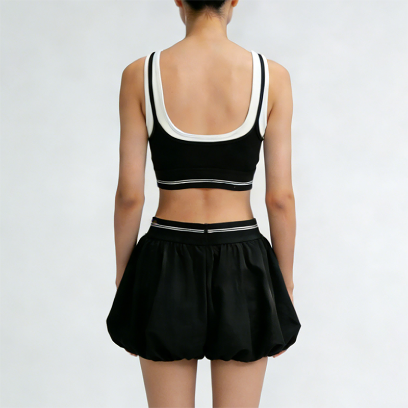 High-Elastic Quick-Dry Beautiful Back Bra + Tennis Skirt 2-Piece Set