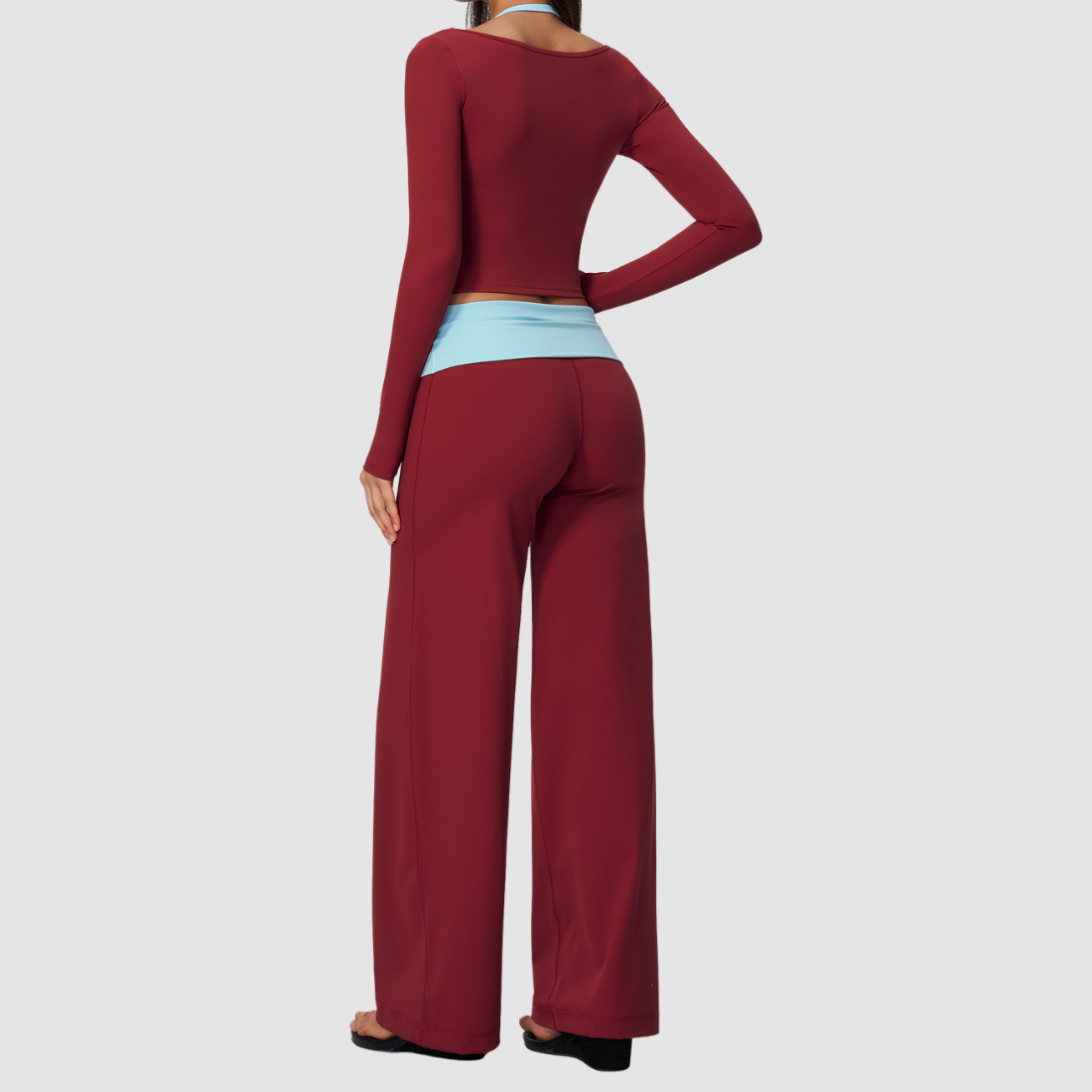 Wholesale Women’s Long-Sleeve Top & Wide-Leg Yoga Pants Set