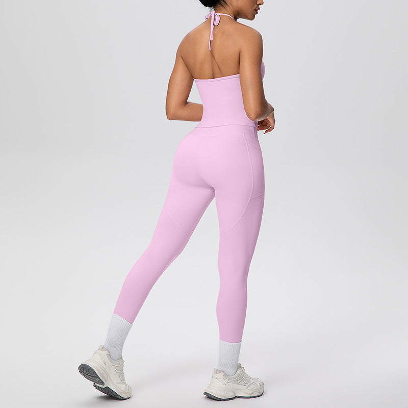 Wholesale backless tank top + pocket leggings