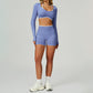 Seamless halter Contrasting Color top + High-waisted shorts 2-Piece Set