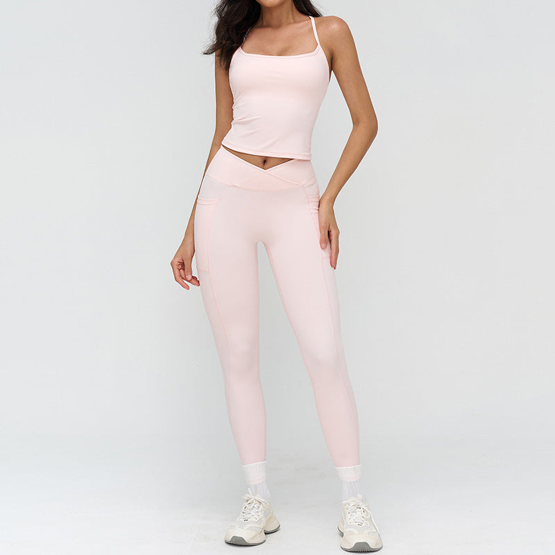 Racerback tank top + high-waisted leggings 2-piece set