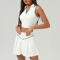 Lapel Sports Crop Top + Pleated Skirt 2-Piece Set