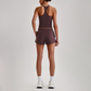 Wholesale Naked-Feel Racerback Sports Bra & High-Waist Biker Shorts Set – Sculpting Yoga 2-Piece