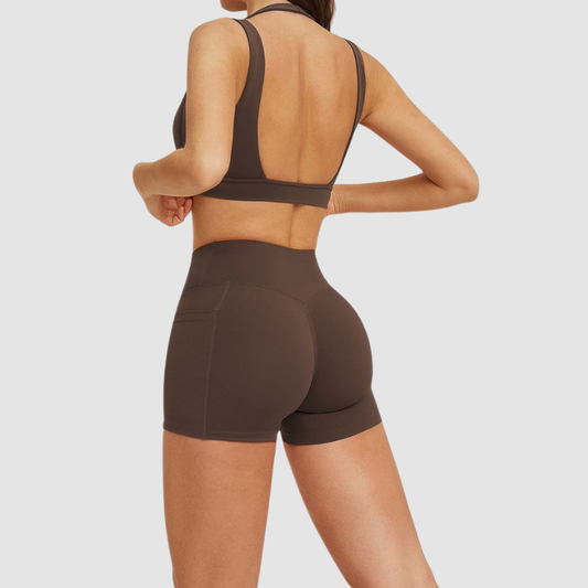 Wholesale halter-neck sports bra + shorts | Wonderxfans bulk activewear