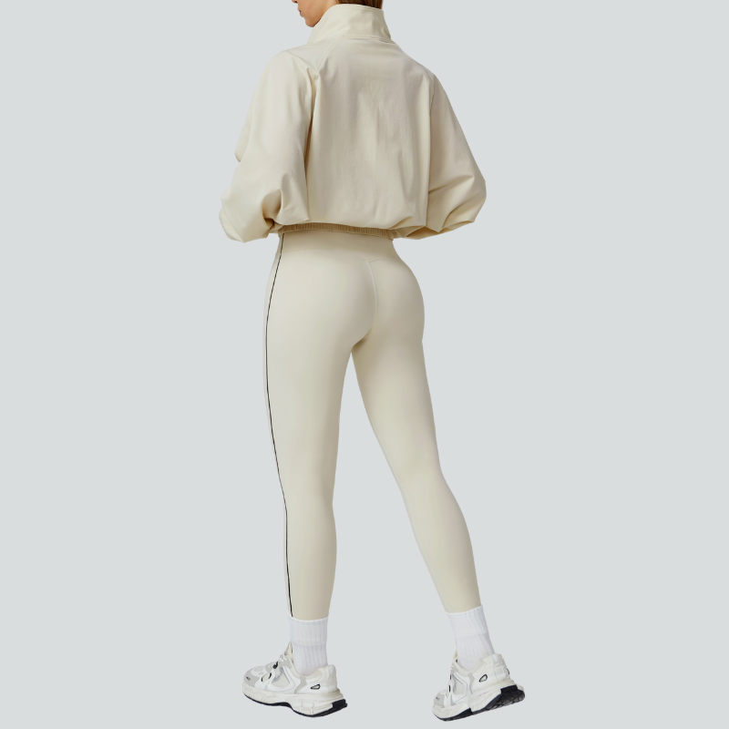 Racerback Sports Bra + high waist leggings +outdoor jacket 3-piece set