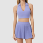 Wholesale Polo Collar Sports Bra + Pleated Tennis Skirt 2 Piece Set