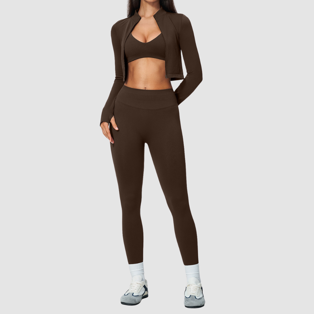 Wholesale Women's Bra, Leggings & Cardigan Yoga 3-Piece Set