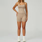 Seamless thin straps tank top + High-waisted shorts 2-Piece Set