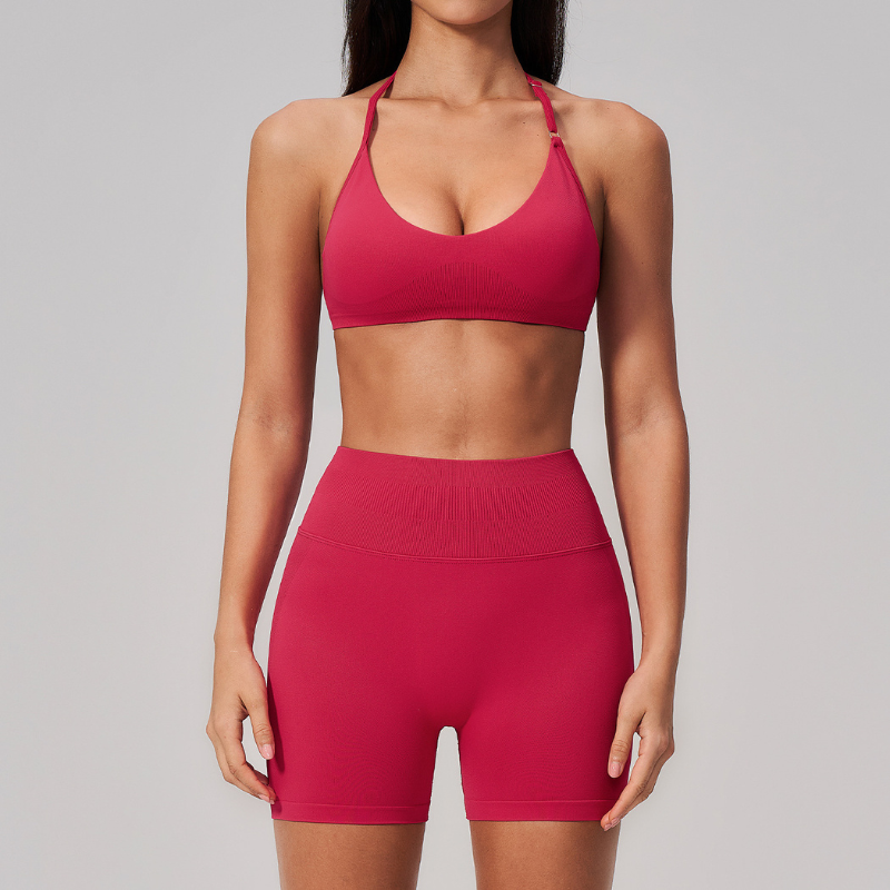 Wholesale Women's Sports Bra & Biker Shorts Set – Seamless Yoga Activewear