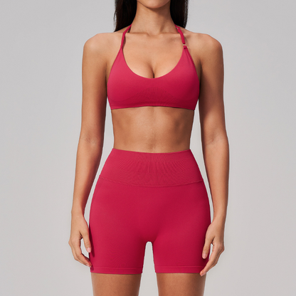 Wholesale Women's Sports Bra & Biker Shorts Set – Seamless Yoga Activewear