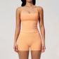 Wholesale Women's Brushed Tank Top & Booty-Lift Shorts Set – Seam-Detail Naked-Feel Yoga 2-Piece Set