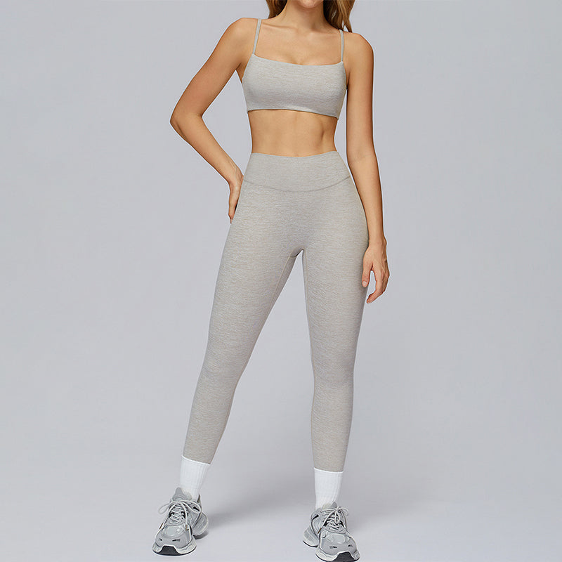 Spaghetti Strap Sports Bra + Sports Pants 2-Piece Set