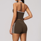 Wholesale Women's Bare-Feel Color-Block Tank Top & Shorts Set