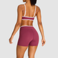 Wholesale Women's Color Block Cross-Back Sports Bra & High-Waist Shorts Set – Naked Feel Yoga Gym Activewear