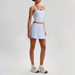 Wholesale Sleeveless Sports Top & Pleated Tennis Skirt Set – Quick-Dry Athletic 2-Piece with Built-In Shorts