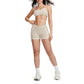 Lifting bra + high-waisted contrasting shorts 2-piece set