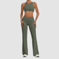 Wholesale Women's Sleeveless Yoga Set – Tummy Control Butt-Lifting Flare Pants 1081+9089