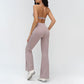 Halterneck backless bra + Flared pants 2-piece set