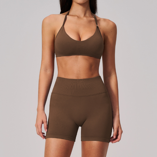 Wholesale Women's Sports Bra & Biker Shorts Set – Seamless Yoga Activewear