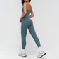 Halter neck backless tank top + high-waisted leggings 2-piece set