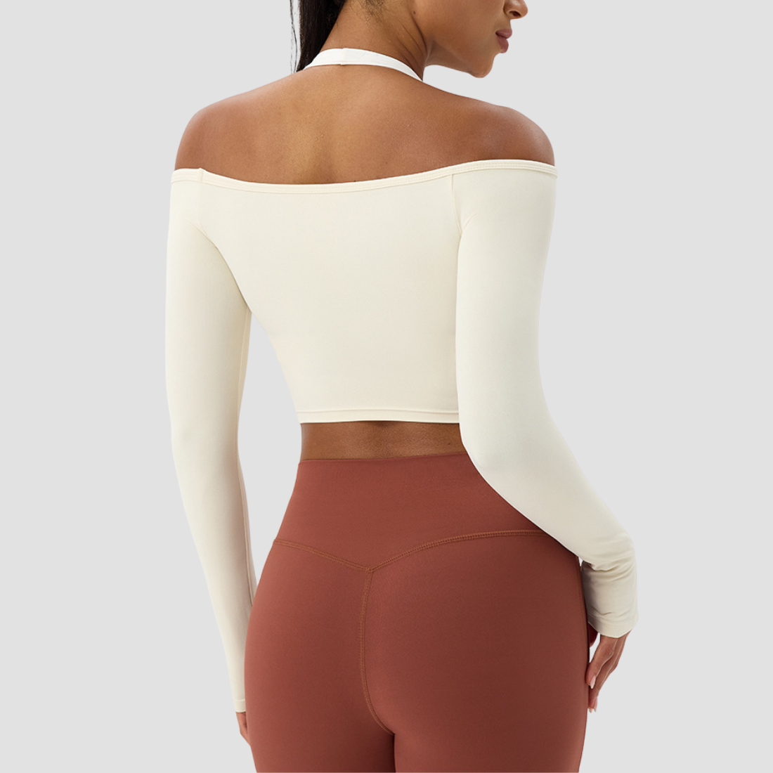 Women's Off-Shoulder Long Sleeve Yoga Top Quick-Dry Top