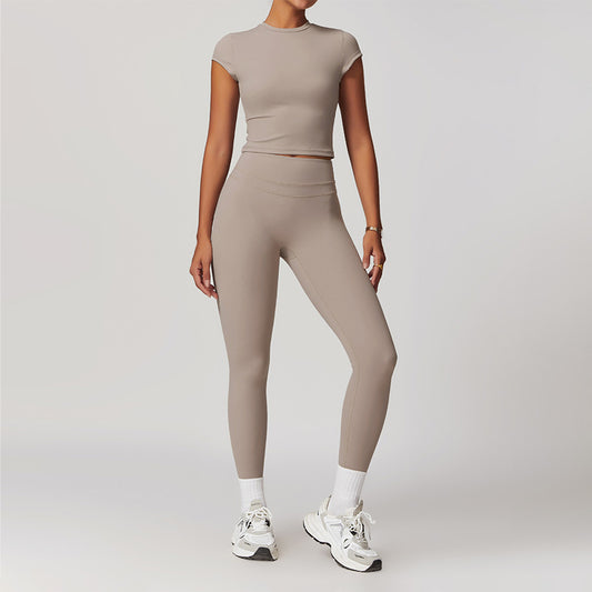 Wholesale Fitness Brushed Short Sleeve Yoga | Wonderxfans bulk activewear