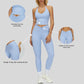 Removable Bra Pad Tank top+Pleated waistband sport leggings 2-piece set