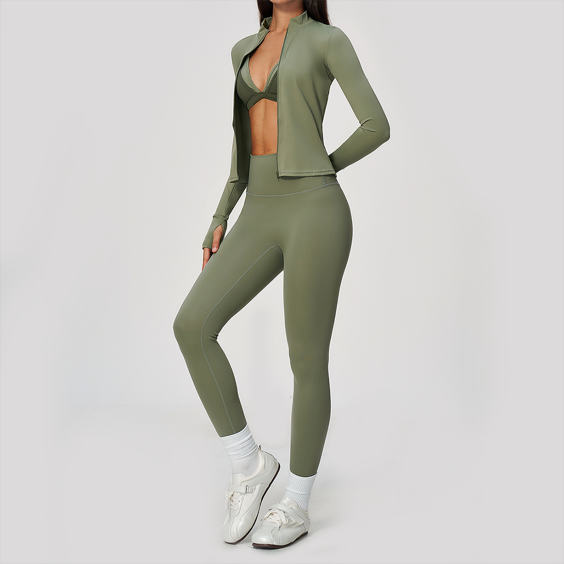 Wholesale 3-Piece Yoga Set – Cardigan & Bra & Leggings Fitness Outfit set