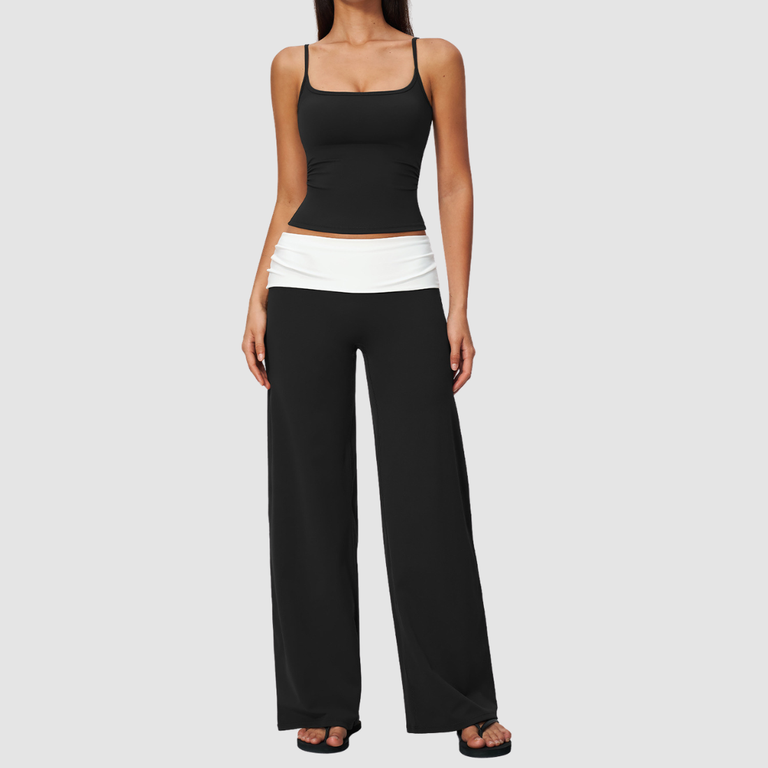 Wholesale Women’s Padded Strap Tank & Wide-Leg Yoga Pants Set