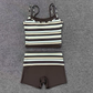Wholesale Women's Retro Print Double-Strap Yoga Vest+High-waist Shorts Two-Piece Set