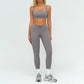 Square neckline backless sports bra+athletic slimming leggings 2-piece set
