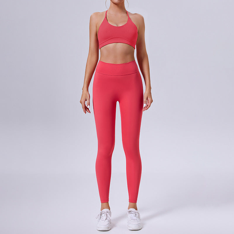 Removable padded bra + sports leggings 2-piece set